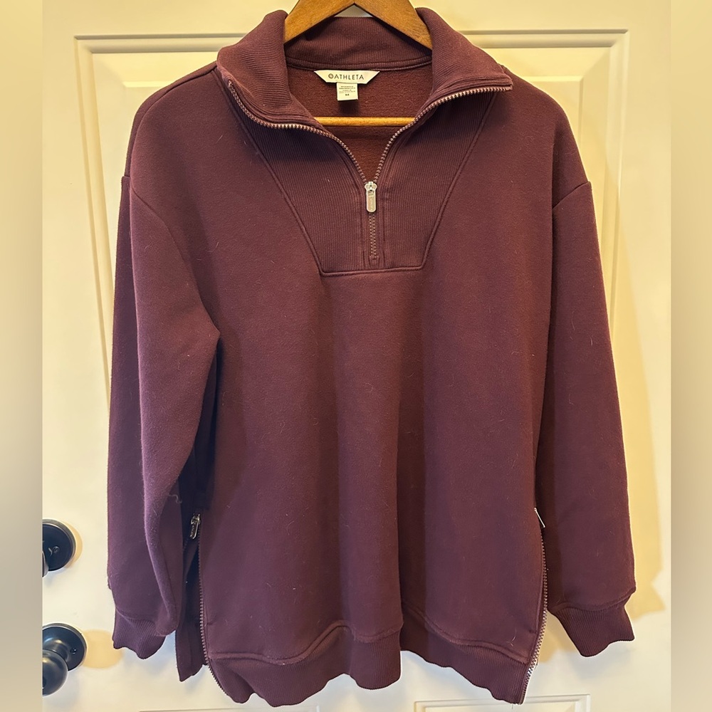 Athleta Cozy Karma 1/4 Zip Pullover Sweatshirt Medium Purple